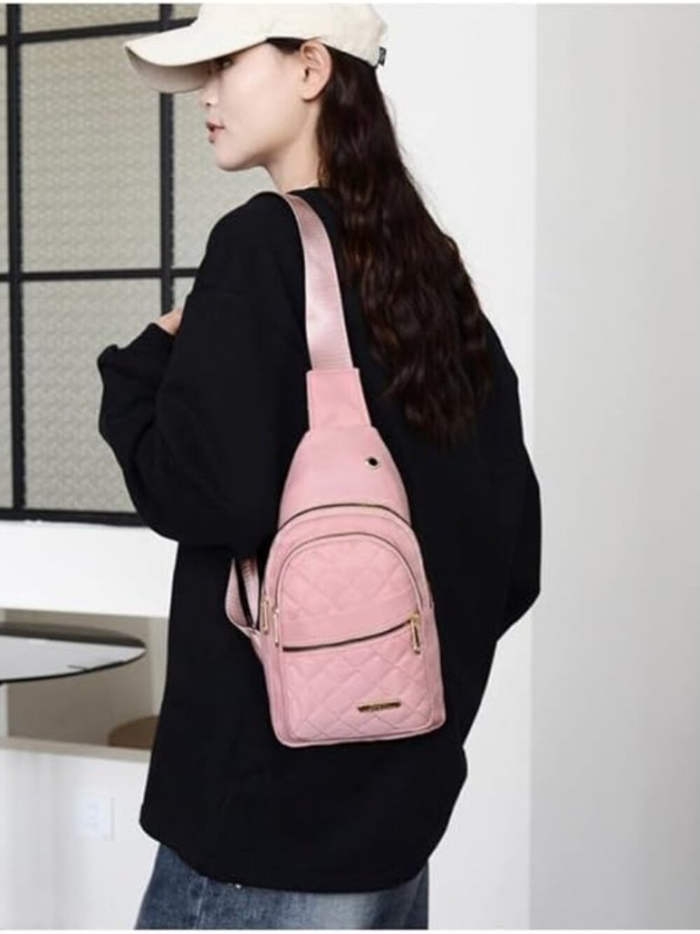 Women's Crossbody Bag Waist Bag Chest Bag and Fashion Crossbody Pink